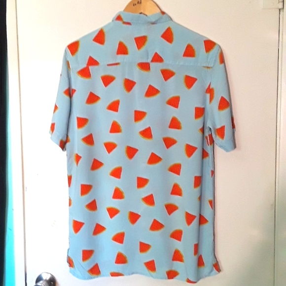 Forever 21 Mens Watermelon Print Button up summery T shirt - Picture 2 of 8